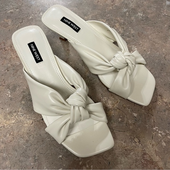 Nine West | Shoes | Nine West Chic Cream Dipa Heeled Slide Sandals Size 9 |  Poshmark